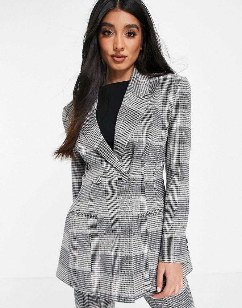 商品ASOS|ASOS DESIGN premium moulded hip suit blazer in check,价格¥421,第1张图片