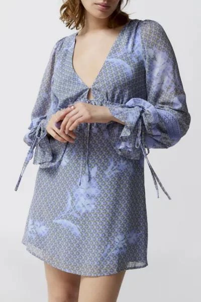 商品Urban Outfitters|UO Charlene Printed Long Sleeve Mini Dress,价格¥74,第1张图片