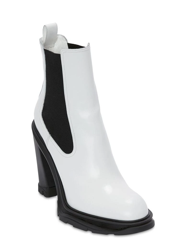 商品Alexander McQueen|120mm Brushed Leather Ankle Boots,价格¥8431,第3张图片详细描述