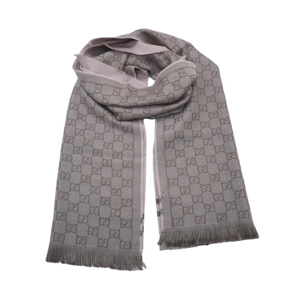 商品Gucci|Gucci 古驰 米色GG半网格羊毛围巾,价格¥2844,第1张图片