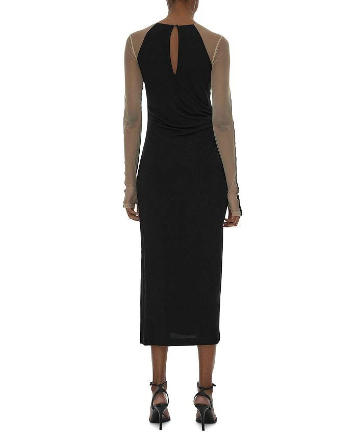商品Helmut Lang|Sheer Combo Sleeve Midi Dress,价格¥941,第3张图片详细描述
