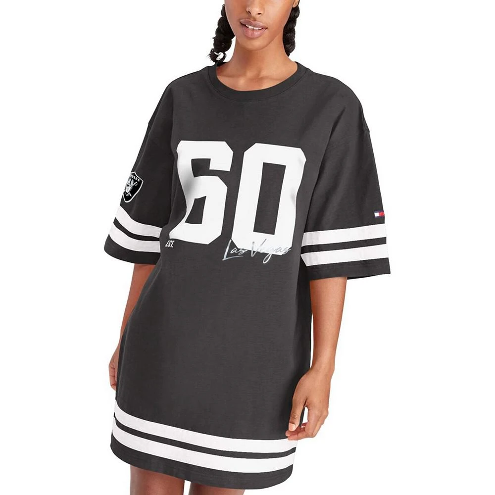 商品Tommy Hilfiger|Women's Black Las Vegas Raiders Clair Half-Sleeve Dress,价格¥355,第4张图片详细描述