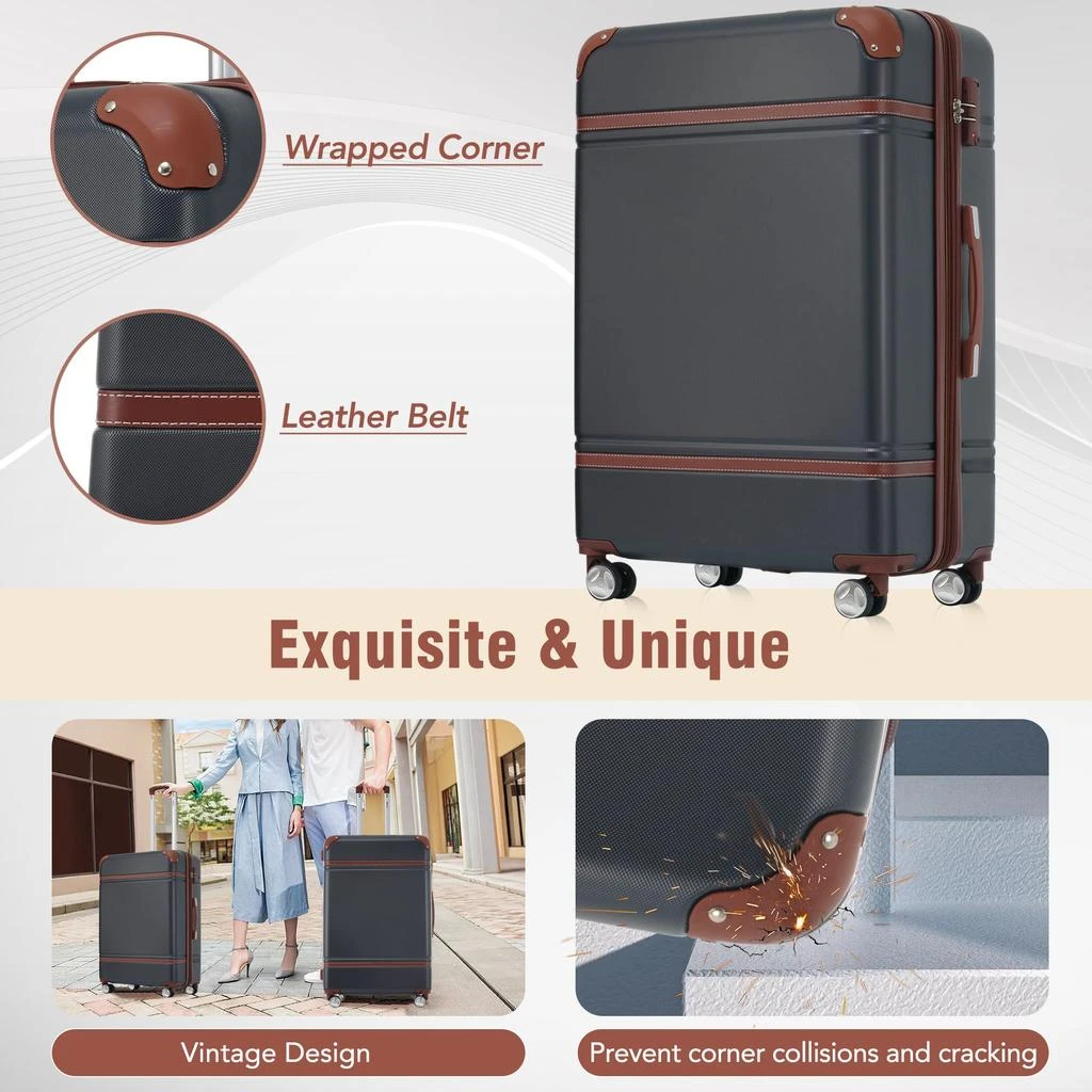 商品Streamdale Furniture|Streamdale Hardshell Luggage Sets 3 Pieces 20" +28" Luggages and Cosmetic Case Spinner Suitcase with TSA Lock Lightweight,价格¥1612,第5张图片详细描述