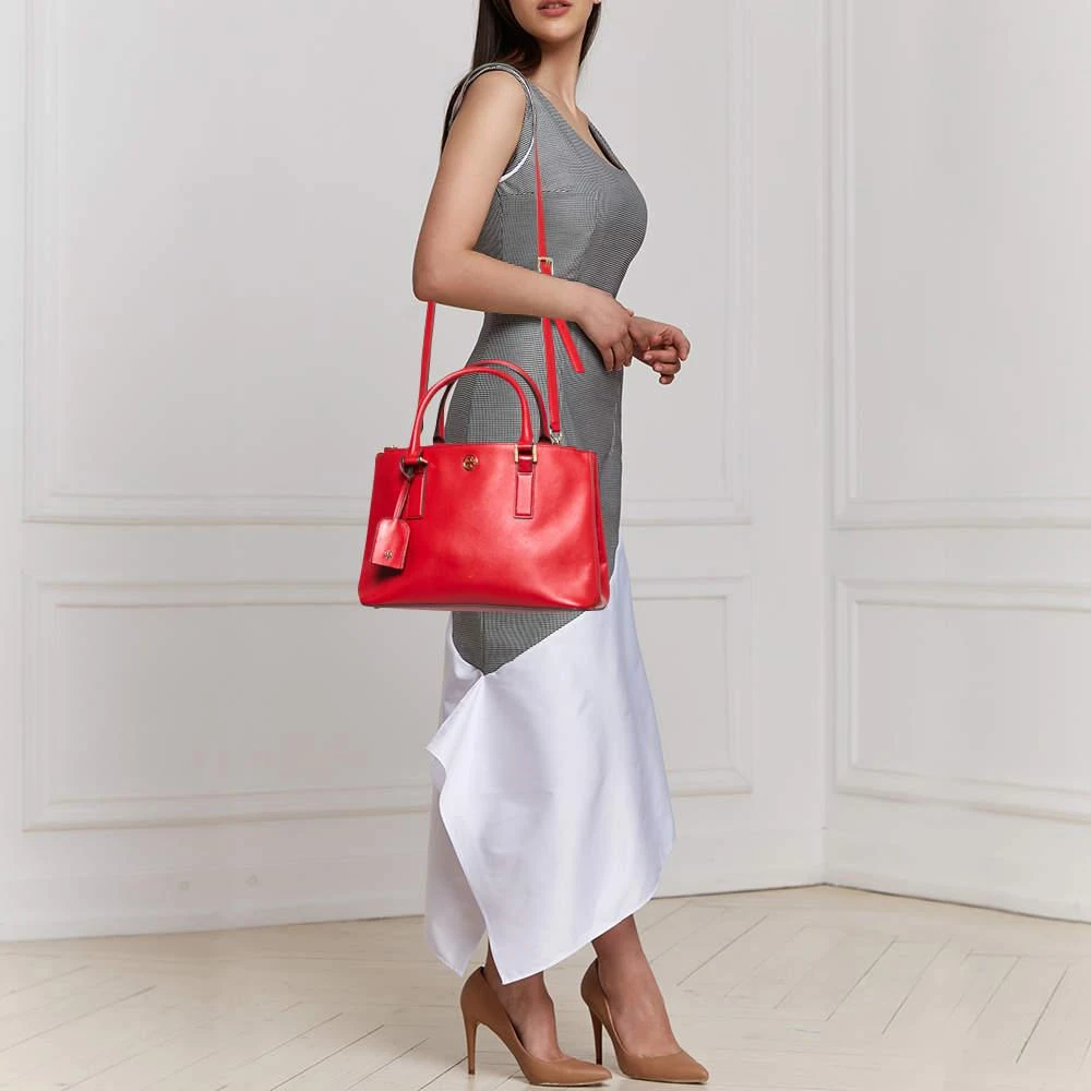 商品[二手商品] Tory Burch|Tory Burch Red Leather Robinson Double Zip Tote,价格¥1632,第2张图片详细描述