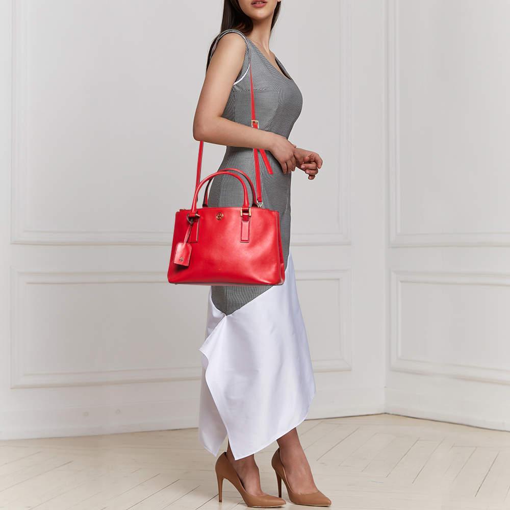 商品[二手商品] Tory Burch|Tory Burch Red Leather Robinson Double Zip Tote,价格¥1757,第4张图片详细描述