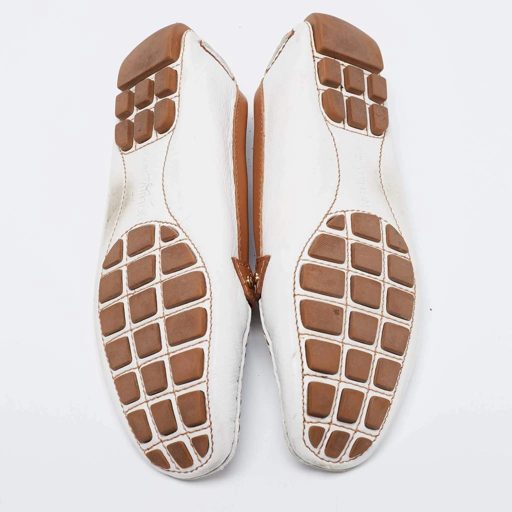 Louis Vuitton White/Tan Leather Charm Loafers Size 39.5 商品
