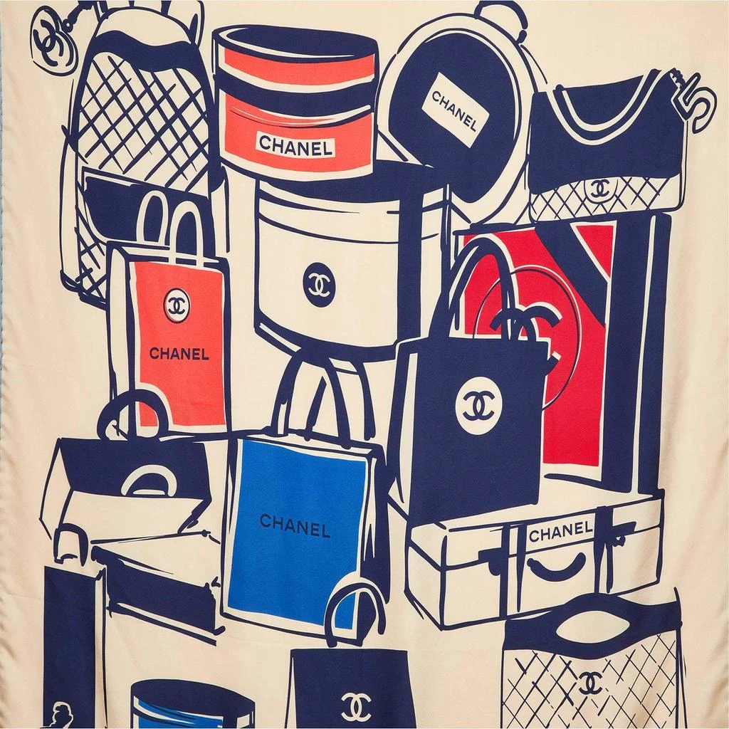 商品[二手商品] Chanel|Chanel Beige Luggage Print Silk Square Scarf,价格¥2050,第2张图片详细描述