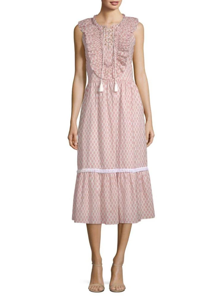 商品Kate Spade|Arrow Stripe Lace-Up Cotton Midi Dress,价格¥539,第1张图片