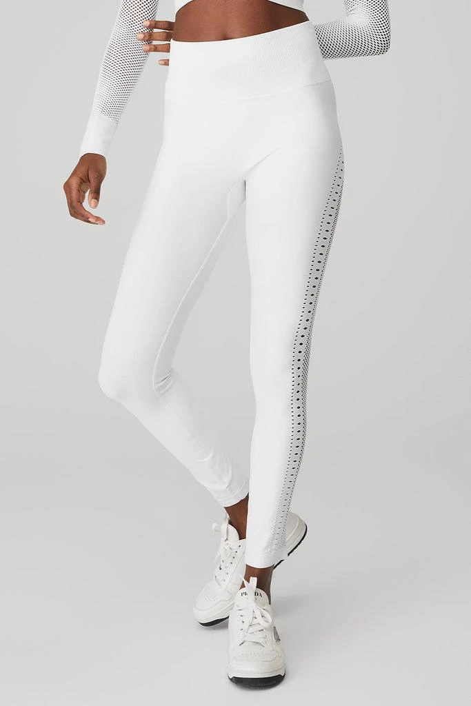 商品Alo|Seamless High-Waist 7/8 Open Air Legging - White,价格¥886,第3张图片详细描述