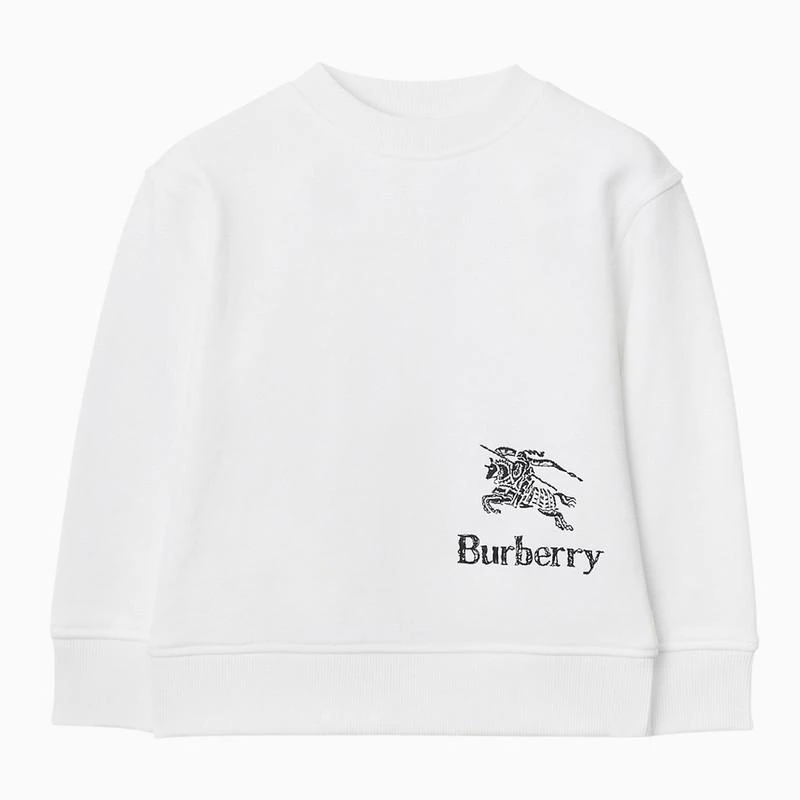 商品Burberry|White cotton crewneck sweatshirt with logo,价格¥2428,第1张图片