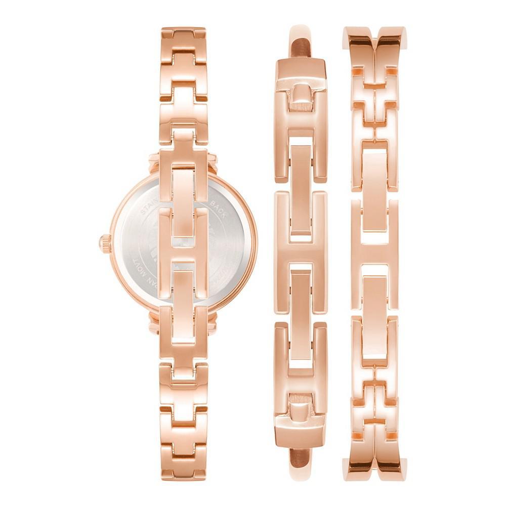 商品Anne Klein|Women's Rose Gold-Tone Alloy Bangle with Navy Enamel and Crystal Accents Fashion Watch 33mm Set 3 Pieces,价格¥1101,第5张图片详细描述