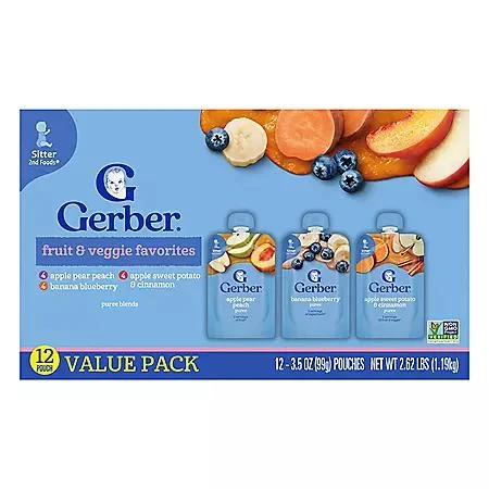 商品Gerber|婴儿无转基因辅食(3.5 oz., 12袋),价格¥151,第1张图片