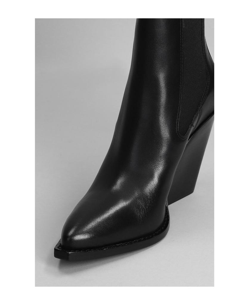 Bowie Texan Ankle Boots In Black Leather商品第5张图片规格展示