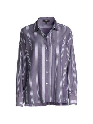 商品Theory|Lourah Striped Shirt,价格¥477,第3张图片详细描述