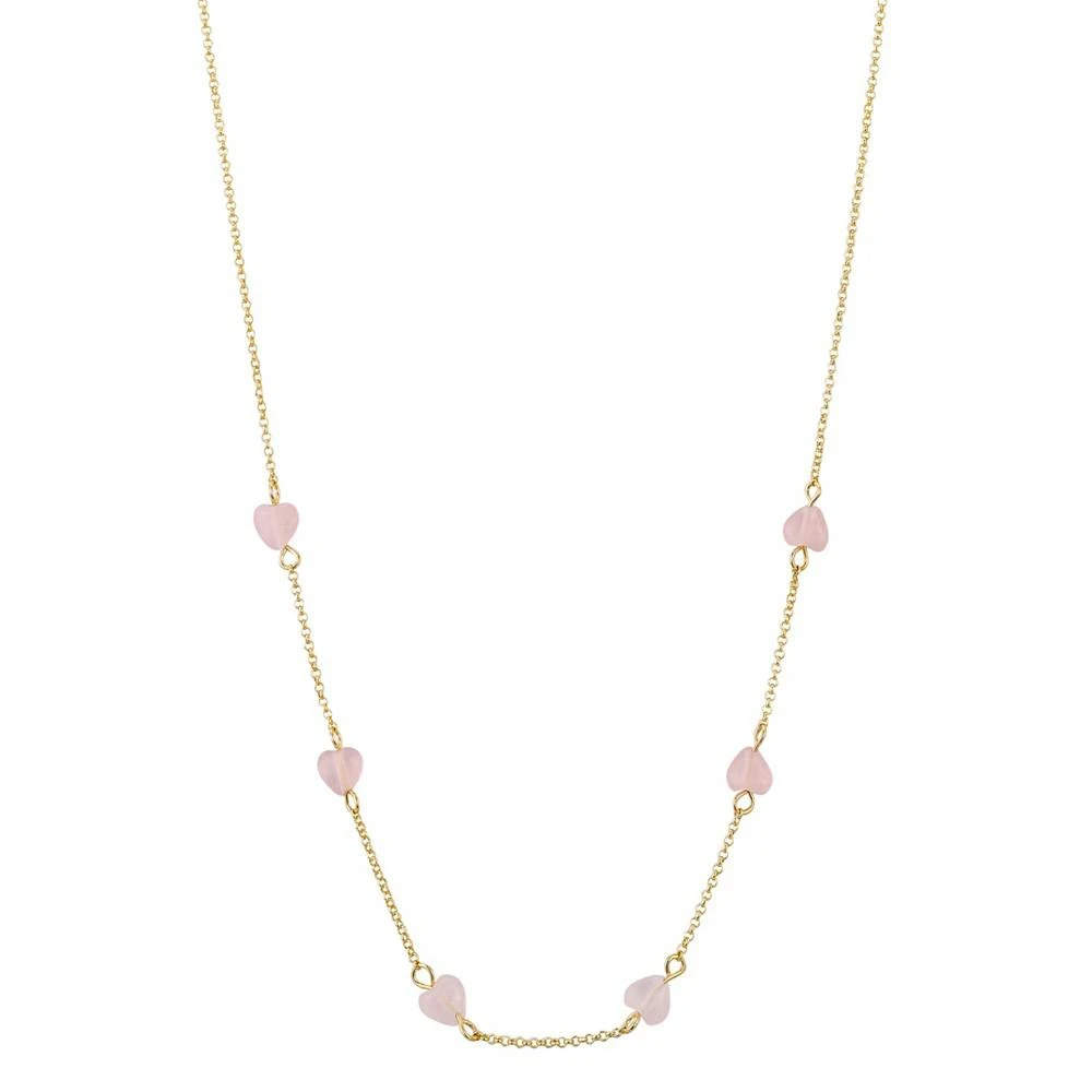 商品Unwritten|14K Gold Flash-Plated Brass Rose Quartz Heart and Chain Necklace with Extender,价格¥188,第1张图片