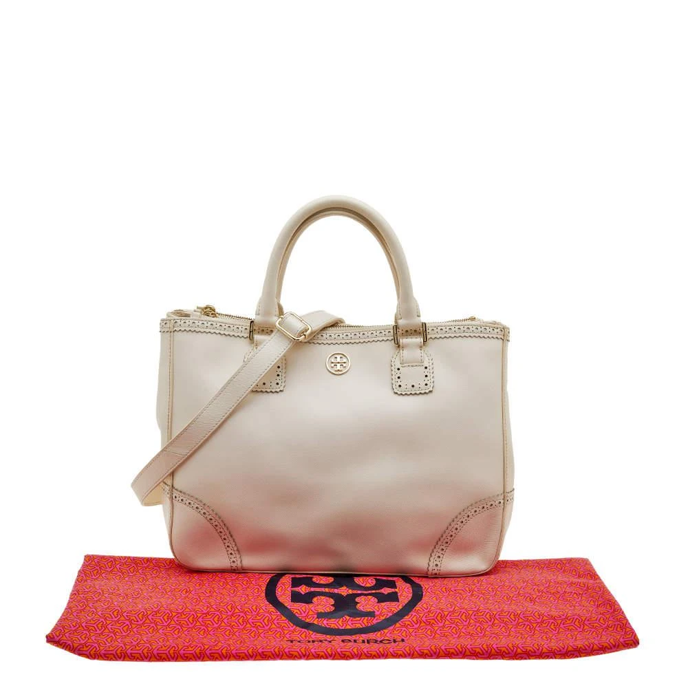 Tory Burch Off White Leather Large Robinson Double Zip Tote 商品