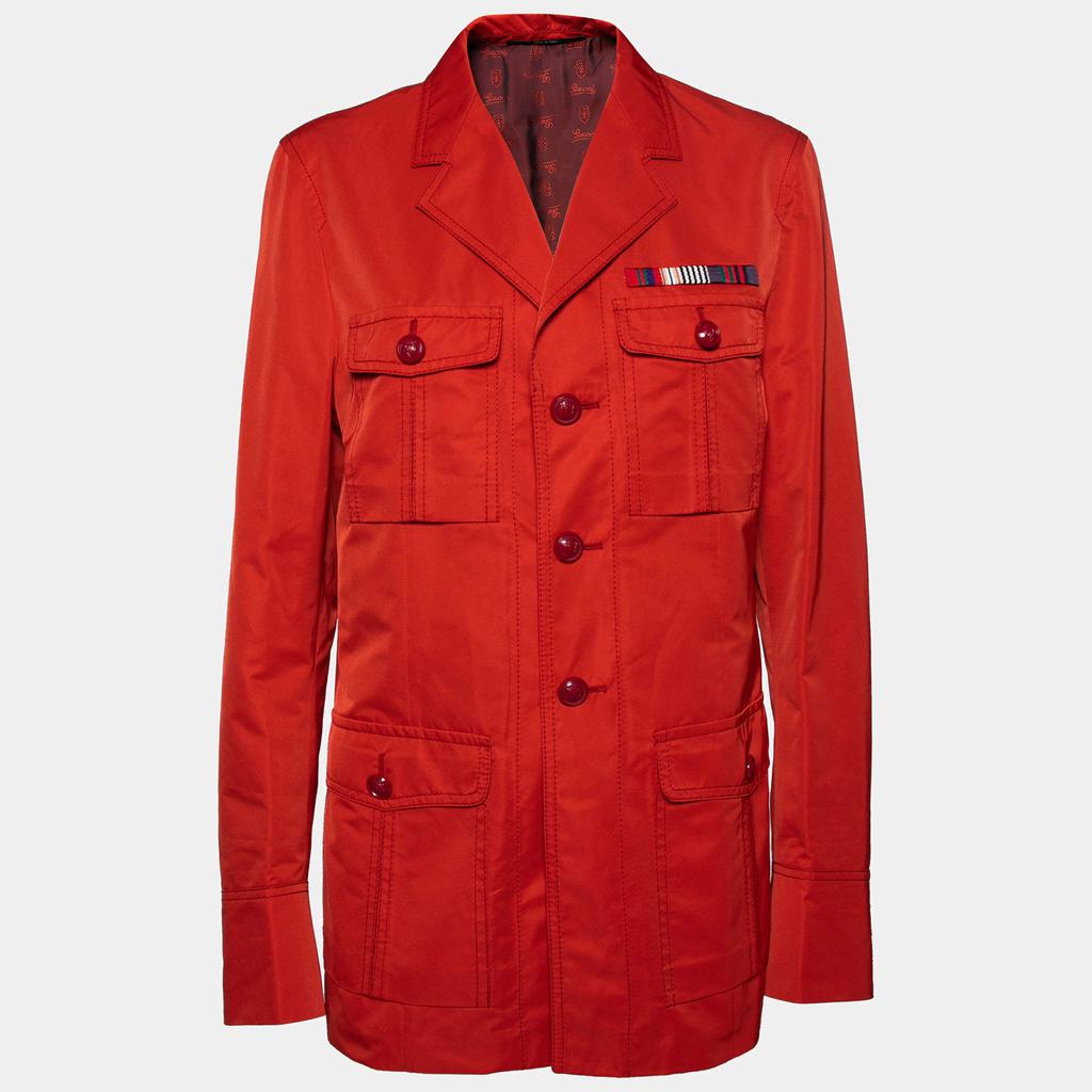 Gucci Red Synthetic Web Line Safari Coat L商品第1张图片规格展示