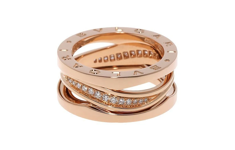 商品[国内直发] BVLGARI|宝格丽 B.Zero1系列 18K玫瑰金 镂空款 窄版 带钻戒指  情侣款,价格¥38877,第4张图片详细描述