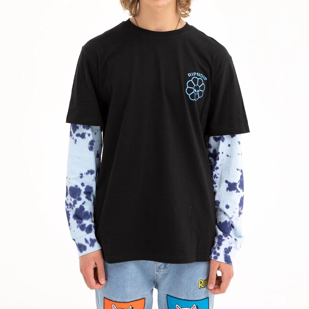 商品RIPNDIP|Get A Grip Double Sleeve Tee (Black/Light Blue Tie Dye),价格¥192,第2张图片详细描述