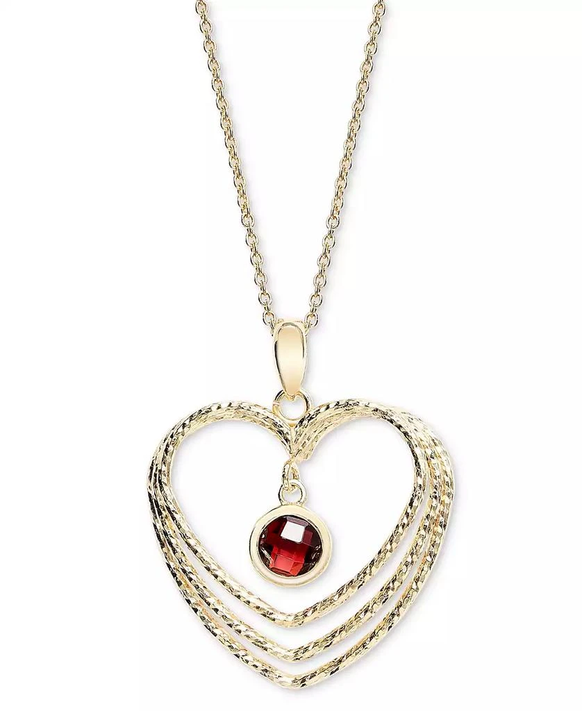 商品Macy's|Garnet Orbital Triple Heart Pendant Necklace (1-1/10 ct. t.w.) in 14k Gold-Plated Sterling Silver, 18" + 2" extender,价格¥467,第1张图片