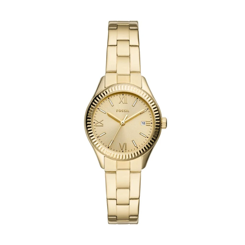 商品Fossil|Fossil Women's Rye Three-Hand Date, Gold-Tone Stainless Steel Watch,价格¥413,第1张图片