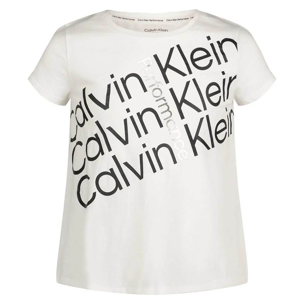 商品Calvin Klein|Big Girls Tilt Logo Side-Slit T-Shirt,价格¥78,第1张图片