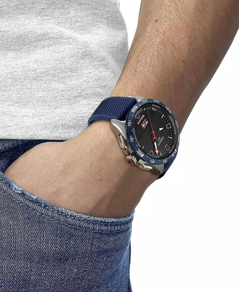 商品Tissot|Men's Swiss T-Touch Connect Solar Blue Textile & Leather Strap Smart Watch 48mm,价格¥8192,第5张图片详细描述