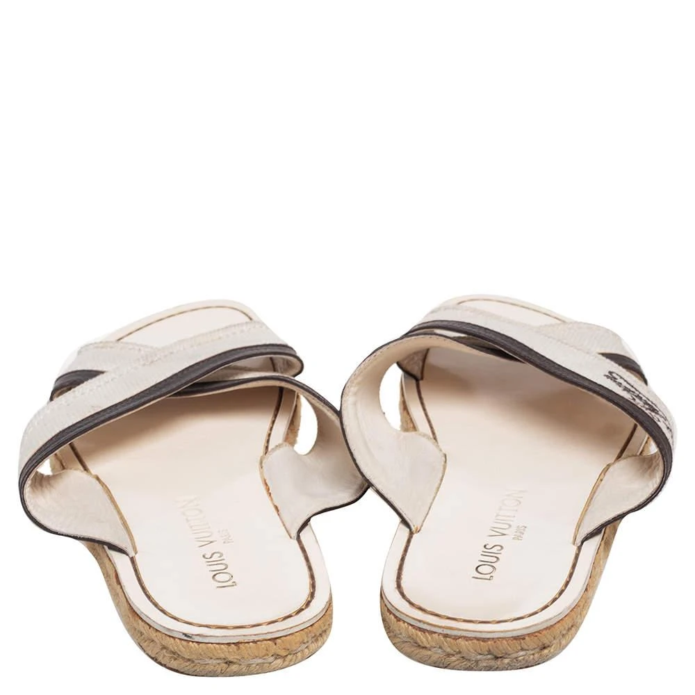 商品[二手商品] Louis Vuitton|Louis Vuitton Canvas and Leather Logo Cross Strap Flat Sandals Size 41,价格¥1899,第5张图片详细描述