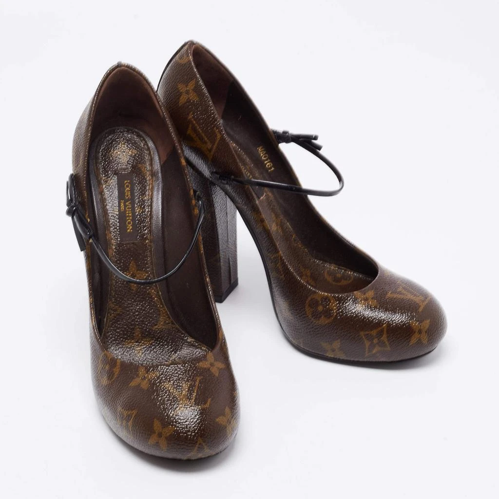 商品[二手商品] Louis Vuitton|Louis Vuitton Dark Brown Monogram Canvas Mary Jane Pumps Size 38,价格¥5066,第4张图片详细描述