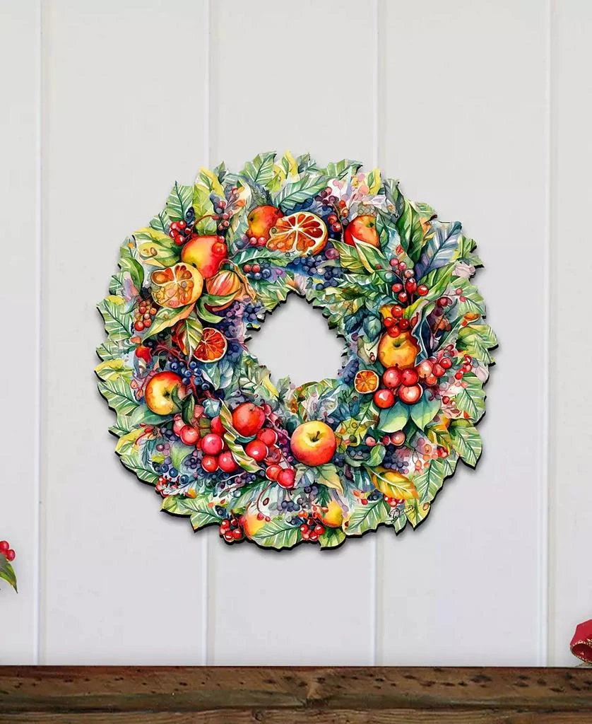 商品Designocracy|Holiday Wooden Door Decor Wall Decor Summer Harvest Fruit Wreath G. DeBrekht,价格¥989,第4张图片详细描述