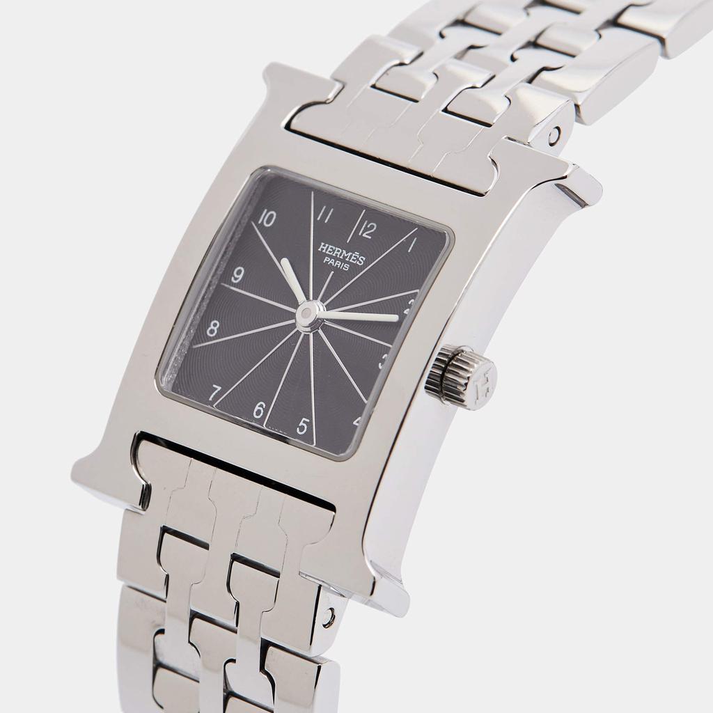 Hermes Black Stainless Steel Heure H HH1.210 Women's Wristwatch 21 mm商品第2张图片规格展示