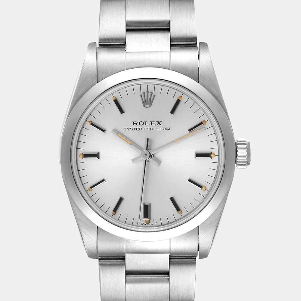 商品[二手商品] Rolex|Rolex Silver Stainless Steel Oyster Perpetual 67480 Automatic Women's Wristwatch 31 mm,价格¥32758,第3张图片详细描述