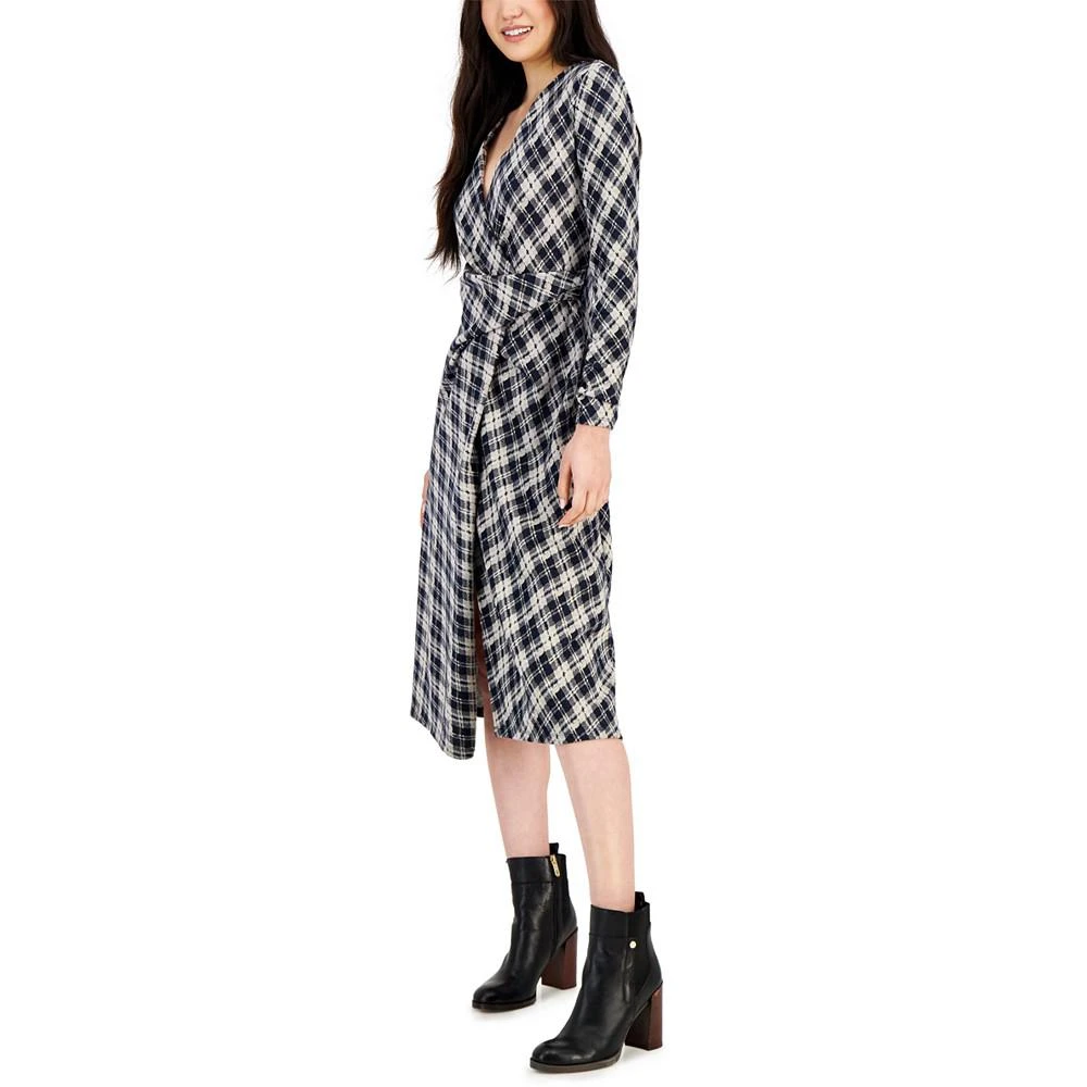 商品Tommy Hilfiger|Women's Jacquard Argyle Wrap Dress,价格¥616,第3张图片详细描述