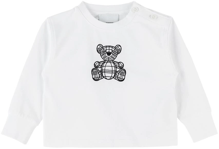 商品Burberry|Baby White Embroidered Long Sleeve T-Shirt,价格¥1075,第1张图片