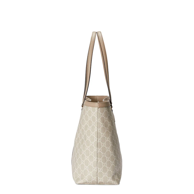 商品Prada|【预售3-7天】GUCCI/古驰 22春夏新款Ophidia系列 女士中号米白色老花帆布皮革滚边红绿织带托特包631685UULAG9682,价格¥12245,第5张图片详细描述