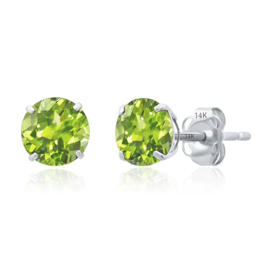 14k White Gold 6MM Round Stud Gemstone Earrings 商品