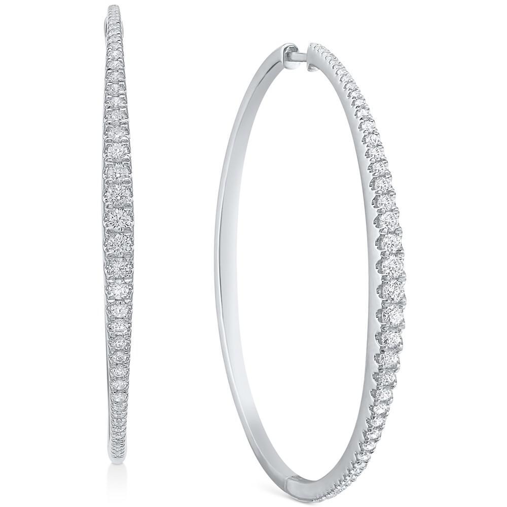 商品Macy's|Diamond Graduated Medium Hoop Earrings (1-1/2 ct. t.w.),价格¥43988,第1张图片
