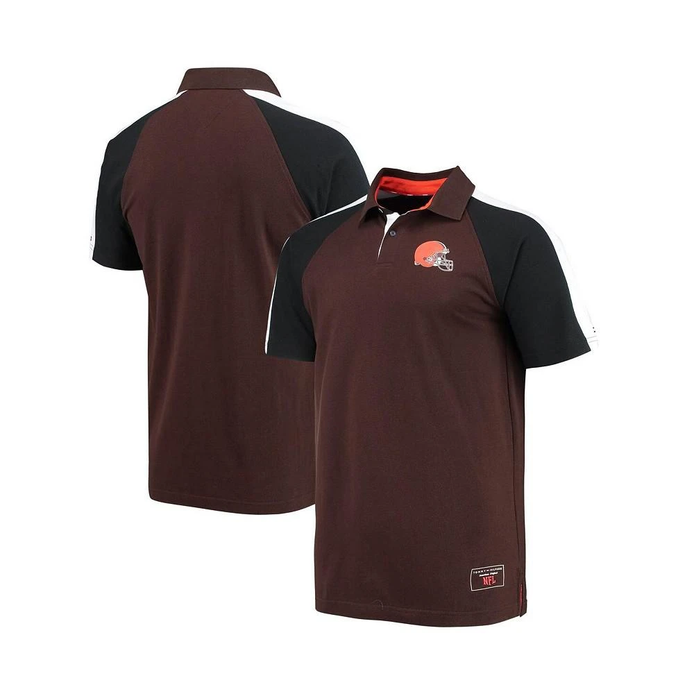 商品Tommy Hilfiger|Men's Brown and White Cleveland Browns Holden Raglan Polo Shirt,价格¥525,第1张图片