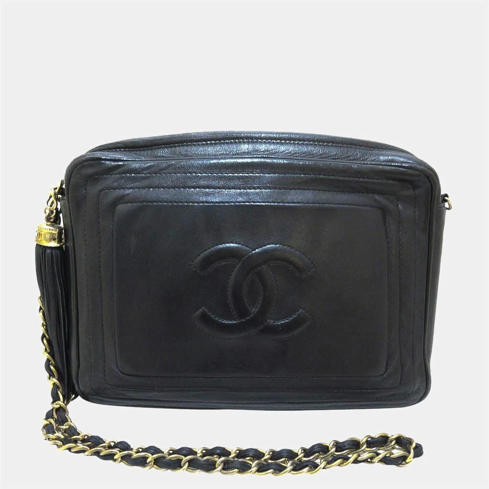商品[二手商品] Chanel|Chanel Black CC Lambskin Leather Shoulder Bag,价格¥14983,第1张图片