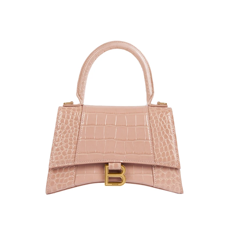 商品Balenciaga|Balenciaga/巴黎世家 秋冬新款 米色闪亮鳄鱼压纹小牛皮小号沙漏单肩手提包5935461LRGM6310,价格¥19348,第1张图片
