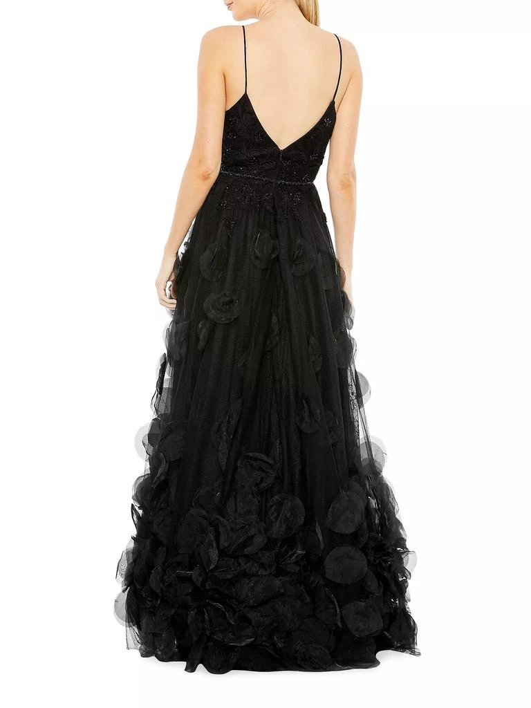 商品Mac Duggal|Tulle Floral Appliqué A-Line Gown,价格¥3732,第2张图片详细描述