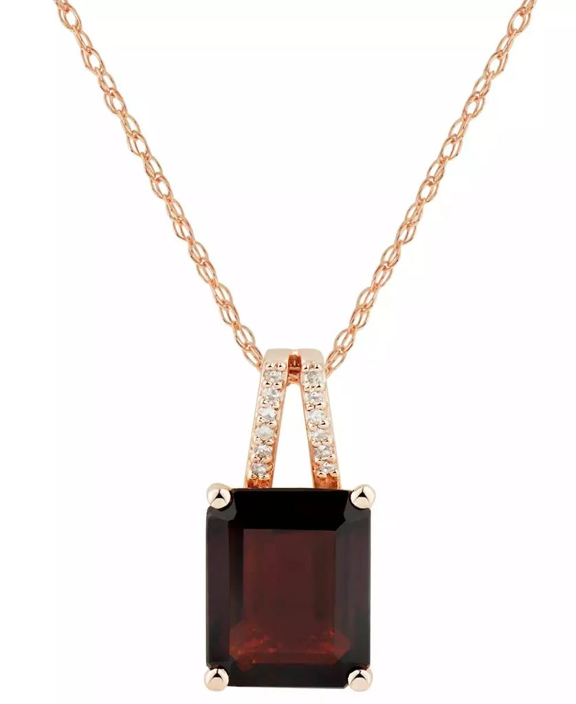 商品Macy's|Garnet (3-3/4 ct. t.w.) & Diamond Accent 18" Pendant Necklace in 14k Rose Gold,价格¥2747,第1张图片