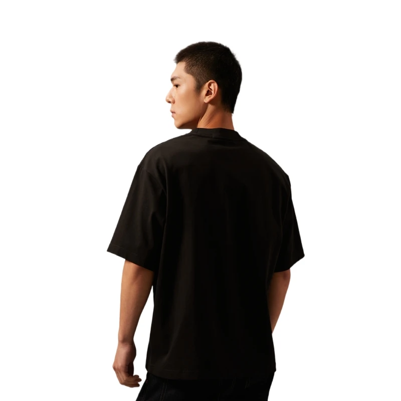 商品[国内直发] Calvin Klein|CALVIN KLEIN 休闲字母印花宽松纯棉重磅短袖T恤 男款 太空黑,价格¥504,第5张图片详细描述