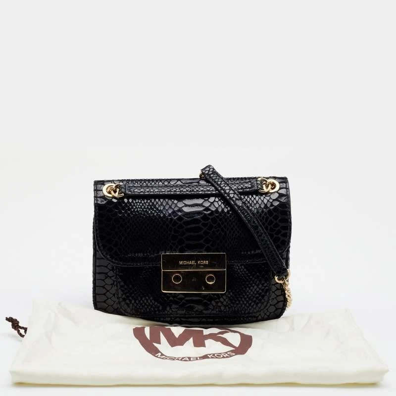 Michael Kors Black Python Effect Leather Sloan Shoulder Bag 商品