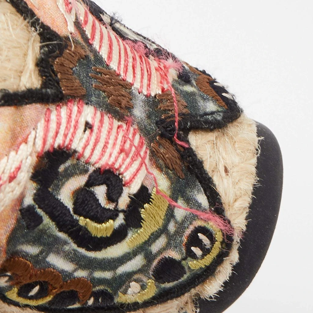 Valentino Black Canvas Rockstud Butterfly Applique Espadrille Wedge Pumps Size 39 商品