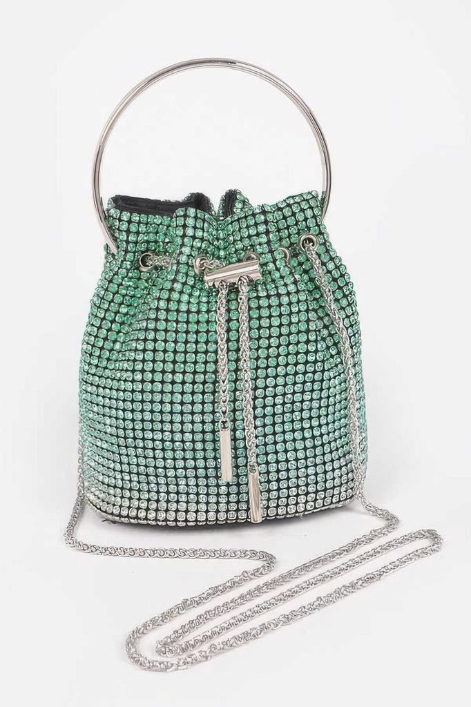 Bolsa tipo saco com efeito degradé de strass image 2