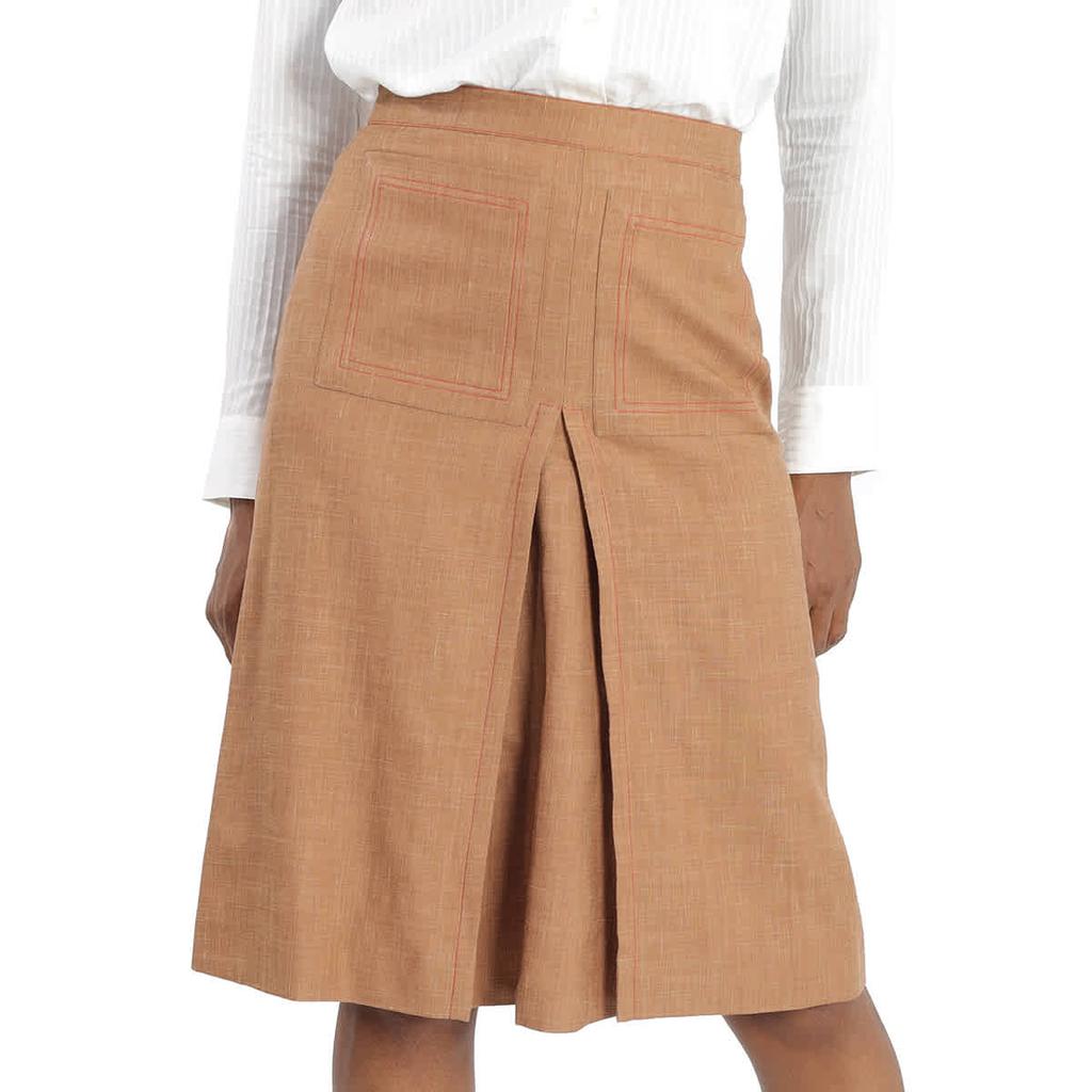 Ladies Topstitch Detail Wool-blend A-line Skirt商品第1张图片规格展示