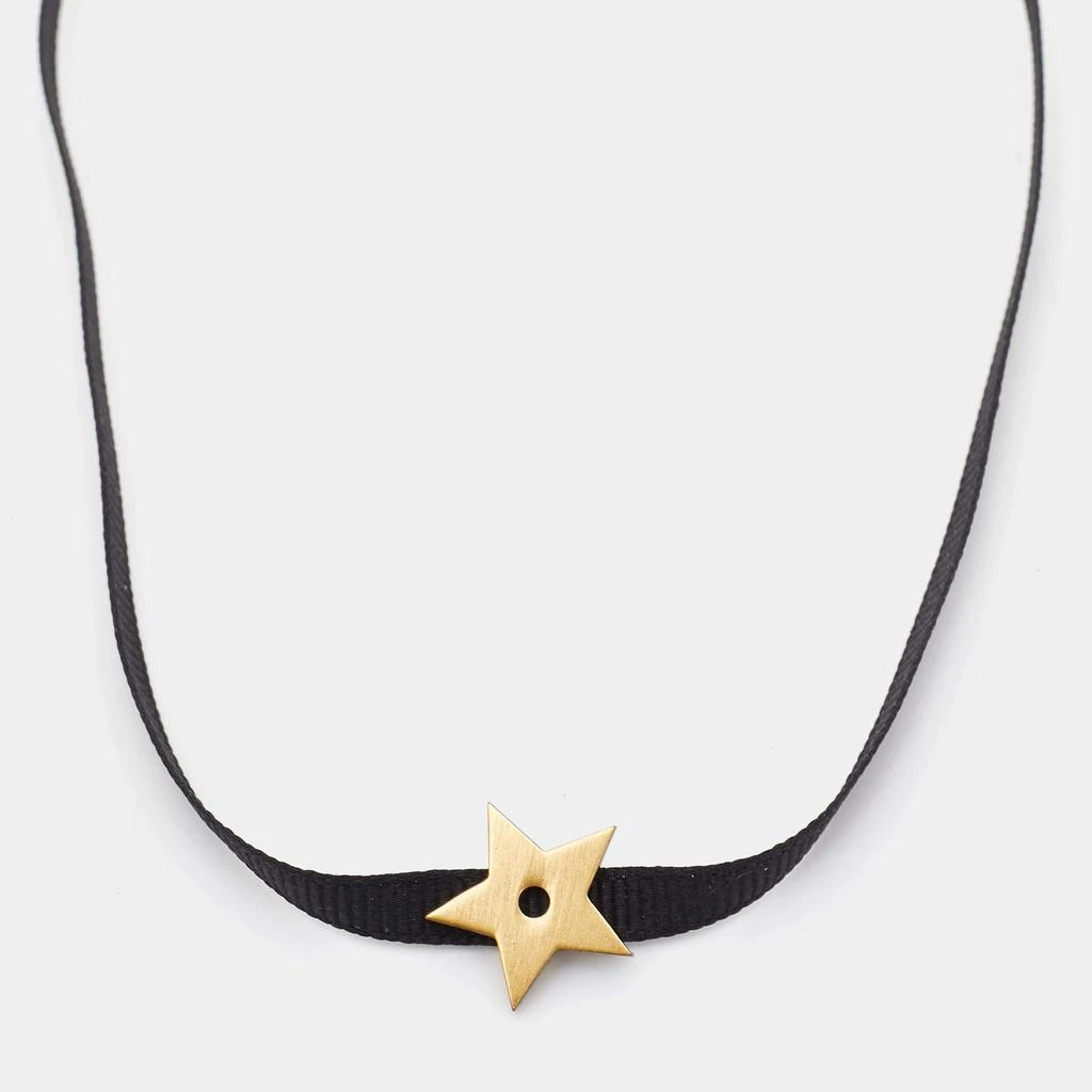 商品[二手商品] Dior|Dior Aged Gold Tone Black Ribbon Star Choker Necklace,价格¥1195,第2张图片详细描述