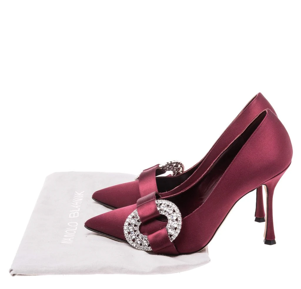 Manolo Blahnik Burgundy Satin Tartonacri Pumps Size 38 商品