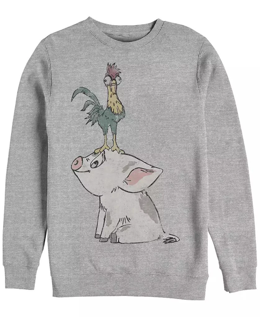 商品Disney|Disney Men's Moana Hei Hei on Top of Pigs Head, Crewneck Fleece,价格¥337,第1张图片